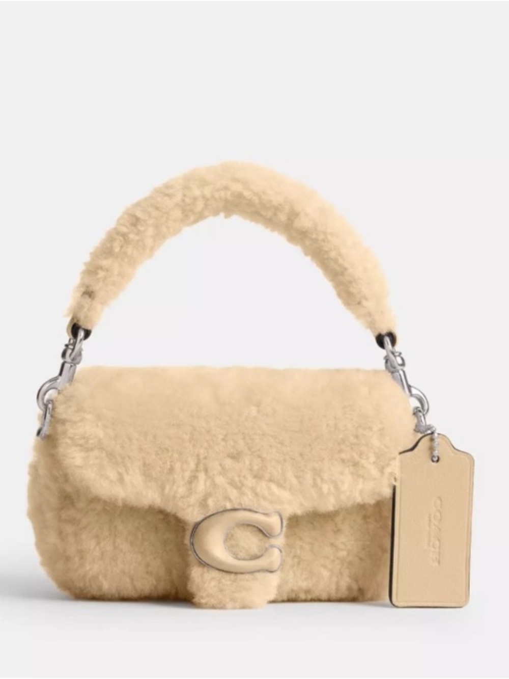 Coach Cream Tabby 12 Shearling Bag NWT